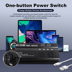 6000W LCD Car Power Inverter DC 12V To AC 110V Pure Sine Wave Solar Converter