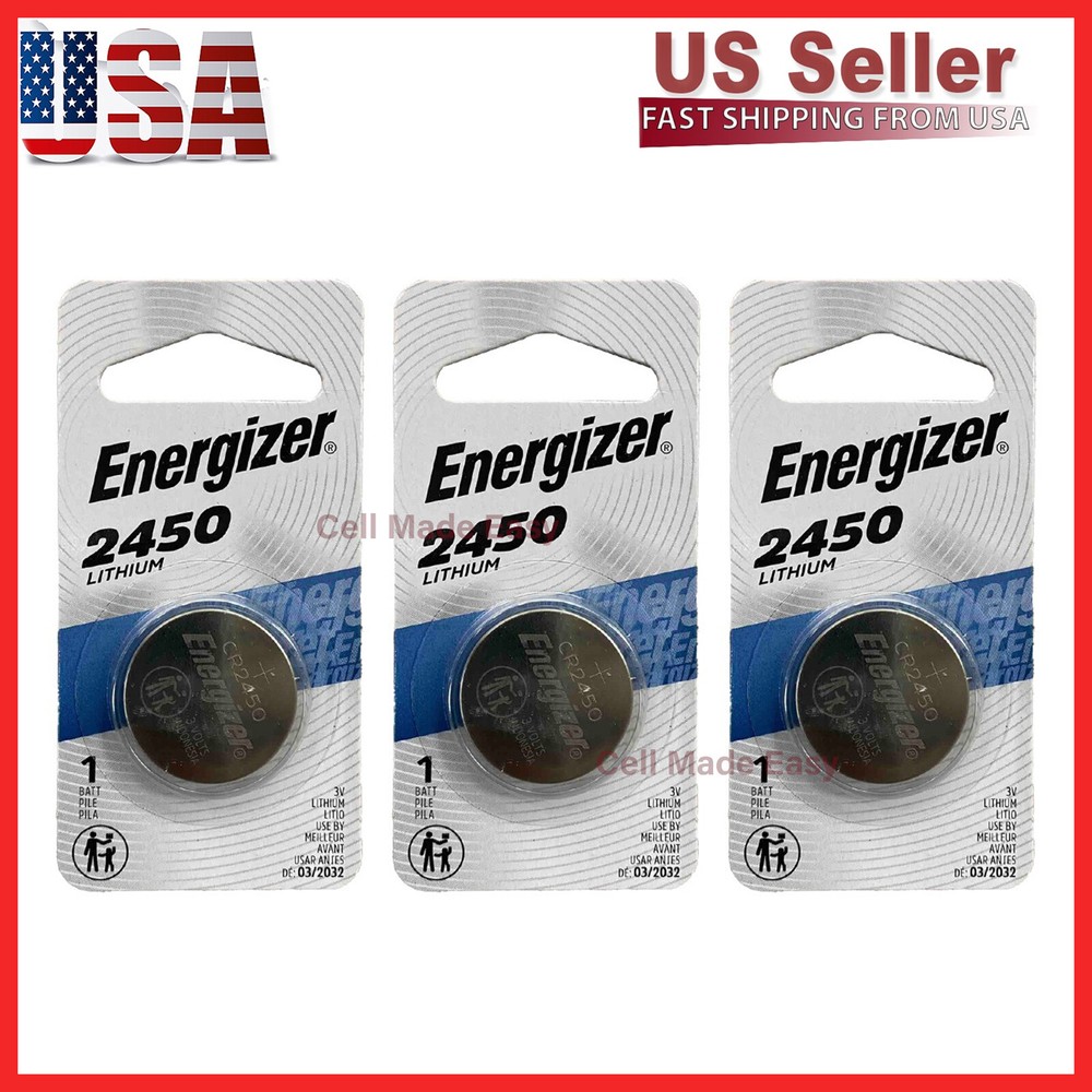 3 Pack New Fresh Energizer ECR2450 CR2450 BR2450 Lithium 3V Battery Exp 03/2032