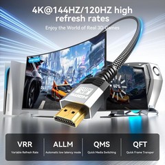Soonsoonic 8K Certified Ultra High Speed HDMI 2.1 Cable 6FT,48Gbps Braided Gamin