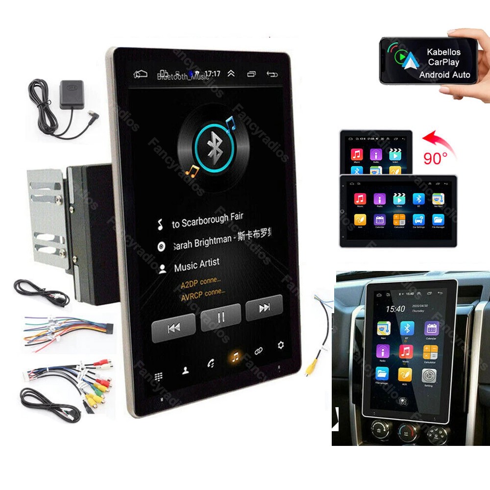 Rotatable Car Stereo Radio 2 DIN 10.1″ Touch Screen Android 15 GPS Navi Wifi 64G