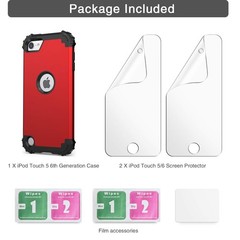 IDweel for iPod Touch 7th Generation Case with 2 Screen Protectors, Red