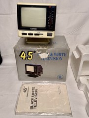 Vintage Rare Retro CATRON 4.5” Portable Black & White Mini TV Travel NO PLUG