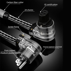 8AWG OCC Silver Hybrid Power Cable EU US HiFi Audio Supply Cord Right Angle Plug