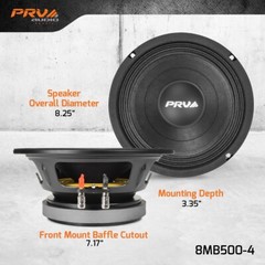 4x PRV 8″ Midbass Speakers 8MB500-4 Car Audio 4 Ohm 2000 Watts