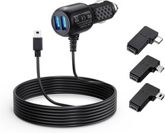 Extra Long Dash Cam Power Cord with Dual USB Ports and USB C Compatibility