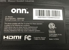 Onn Black 22 Inch 1080p HDMI 60Hz FHD Monitor