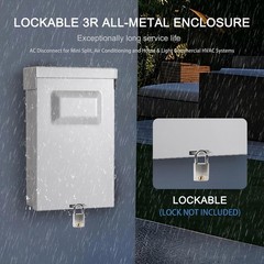 30 Amp Fused AC Disconnect Box, 120/240VAC Pull-Out Switch NEMA 3R Outdoor Me…