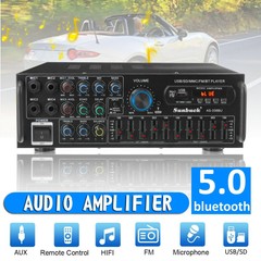 Bluetooth 5.0 HiFi Power Amplifier 2000W Stereo Karaoke FM USB EQ AUX Sunbuck E