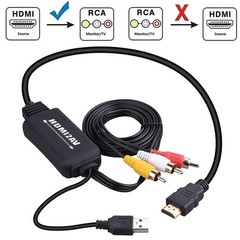 HDMI to RCA Composite AV Converter Adapter, Support PAL/NTSC, 1080P, 6.6ft.