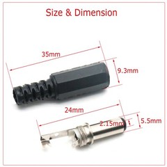 10pcs DC 5.5x 2.15mm Male Barrel DC Power Plug Connector for CCTV M71