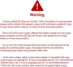 5V1A AC Adapter DC5V Power Supply Cord with 11 Plug Tips AC to DC 5Volt 1A 500mA