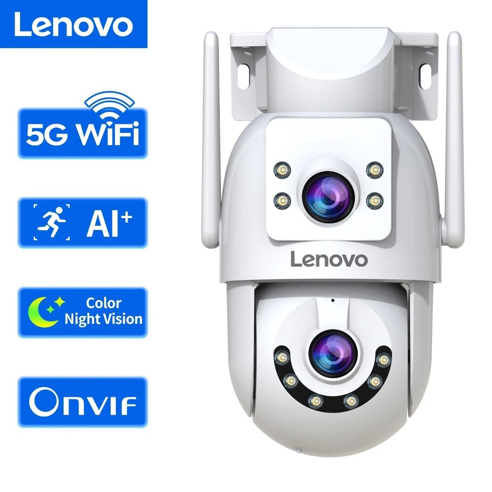Lenovo 4K Dual Lens PTZ Security Camera WiFi 5G Outdoor Auto Tracking IP66 Gift