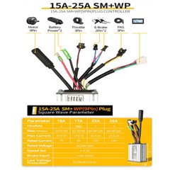 KT Controller 15A-50A 36/48V SM WP Plug Sine Wave Controller Electric Bike Sets