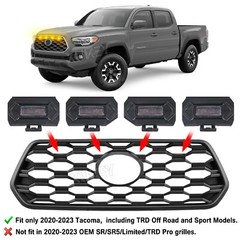 4pcs Raptor Style Smoked Amber Grille Light LED DRL For Toyota Tacoma TRD 20~23