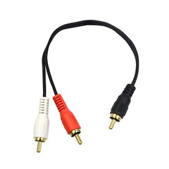 RCA Male to 2 RCA Male Audio Y Splitter Subwoofer Cable Bi-Directional Adapter