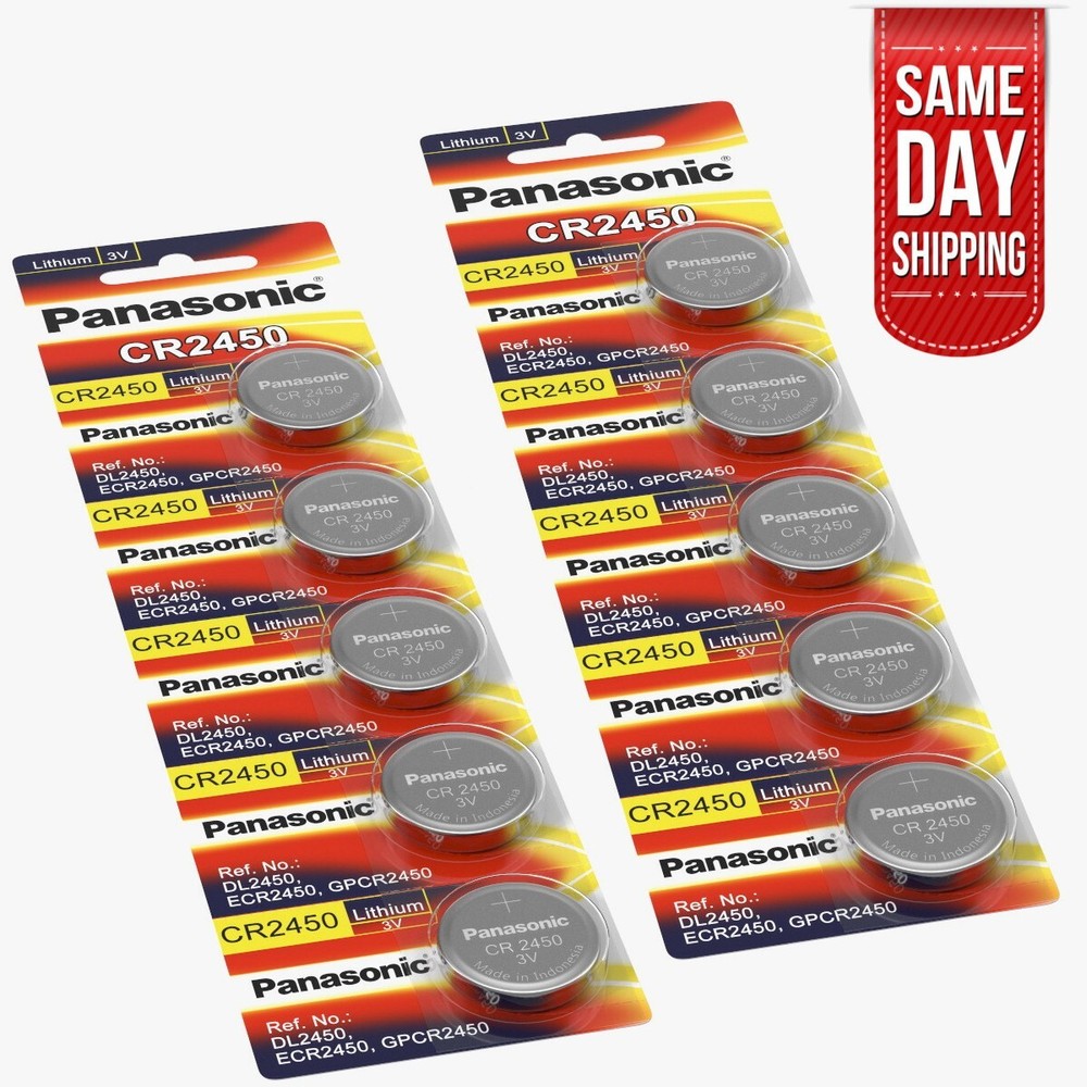 10 x Fresh New Panasonic CR2450 CR 2450 3v LITHIUM Coin Cell Battery Exp. 2033