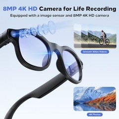 AI Smart Glasses with Camera 8MP, 4K Video, Bluetooth Ai Glasses for Men Wome…