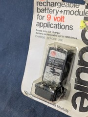 Vintage NiCd 9V 9 Volt Rechargeable Battery with plug in charger