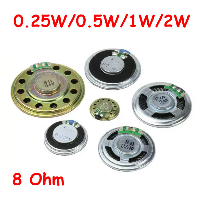 8 Ohm 0.25W/0.5W/1W/2W Small Speakers Round Speaker Loudspeaker Various Sizes