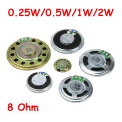 8 Ohm 0.25W/0.5W/1W/2W Small Speakers Round Speaker Loudspeaker Various Sizes
