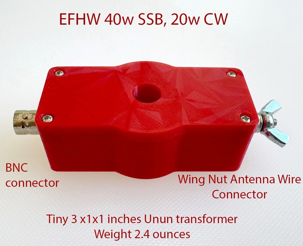 40Watts SSB EFHW no-tune antenna, 80m, 40m, 20m, 15m, 10m with 70ft Ant Wire