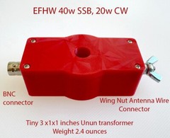 40Watts SSB EFHW no-tune antenna, 80m, 40m, 20m, 15m, 10m with 70ft Ant Wire