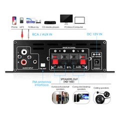 AK380 Bluetooth Audio Power Amplifier Speaker Receiver with U-disk/SD/FM Radio