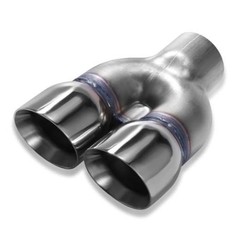 Dual Exhaust Tip 2.25 Inch Inlet 3″ Dual Outlet 8″ Overall 2.25″ x 3″ x 8″