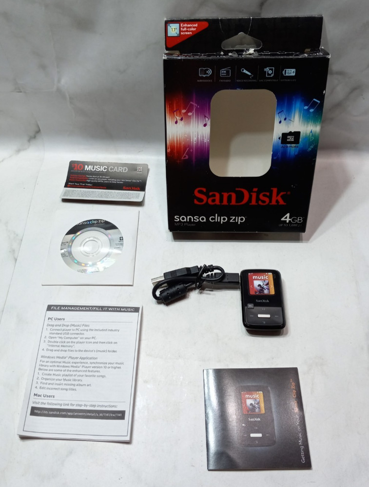 SanDisk Sansa Clip Zip 4GB MP3 Player USB 2.0 Voice Recorder Music Player FM