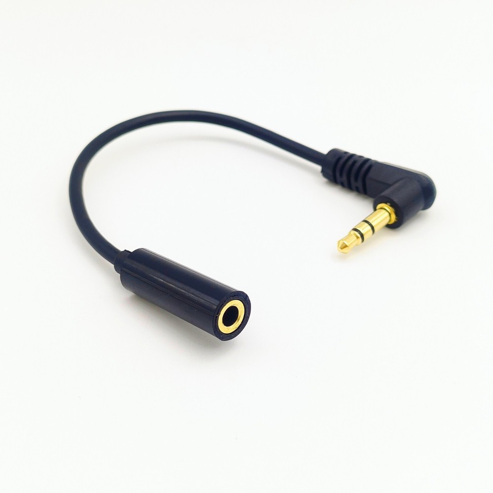 15cm 90 degree 3.5mm Male to Female Stereo Audio Cable Audio Cord Extension Gold