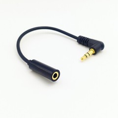 15cm 90 degree 3.5mm Male to Female Stereo Audio Cable Audio Cord Extension Gold