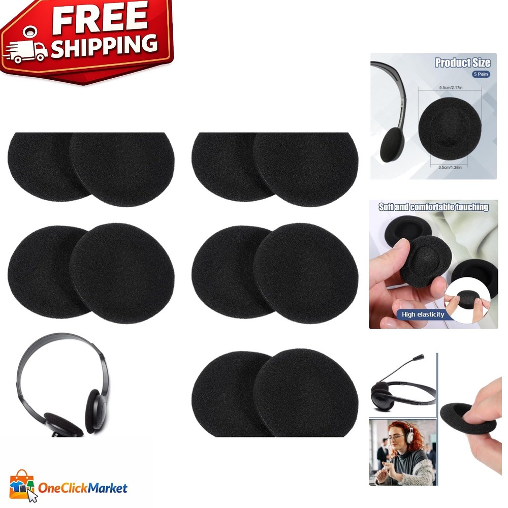 Lightweight 55mm Foam Ear Pads – 10 Piece Set for Enhanced Comfort in Headphones