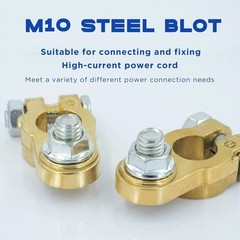 1 Pair Heavy Duty Brass Battery Terminal Connectors Top Post Clamp Set Car