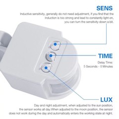 2pcs PIR Motion Sensor Switch Wall Light Switch Delay Time: 5s~8min (Adjustable)