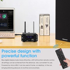 Bluetooth 5.0 Audio Receiver Wireless Adapter with USB SD Music Player FM Radio