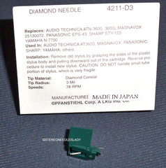 4211-D3, 78 RPM STYLUS NEEDLE for Audio Technica ATN-3600 ATN-3600L AT-3600