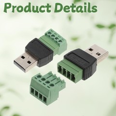 Solderless USB 2.0 Type A Male To 4 Pin Screw Terminal Block 2 Pack Adapter