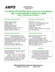 12V 200Ah LiFePO4 LFP Low Temp Lithium Battery w/ small case 12.8V 2560W Hr