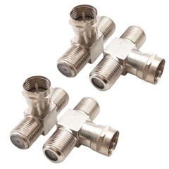 4X TV Cable Splitter F Male to Dual Female 3 Way coaxial Cable Splitter combiner