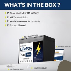 LGE 24V 50Ah LiFePO4 Lithium Battery for RV Marine Solar System with 50A BMS