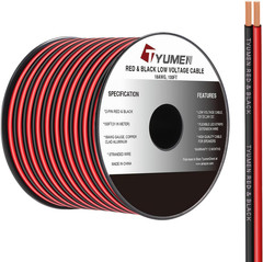 TYUMEN 18 Gauge Wire 100FT, 18/2 AWG Red Black Hookup Electrical Wire LED Strips
