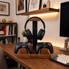 Caspe Headset Stand for Desk Headphone Stand Wood Personalized Father’s Day Gift