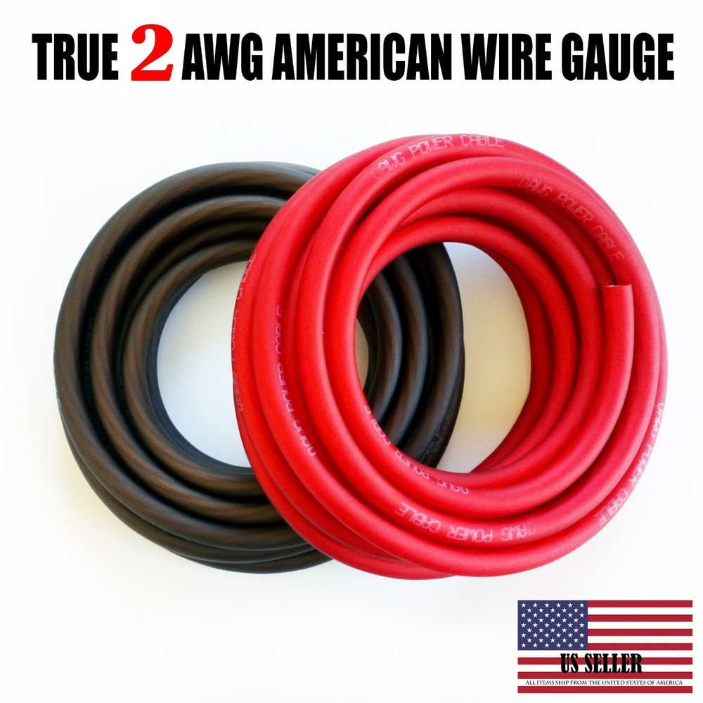 2 Gauge Wire BLACK/RED , Amplifier Power/Ground Amp Wire 25 Feet Cable Roll