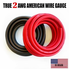 2 Gauge Wire BLACK/RED , Amplifier Power/Ground Amp Wire 25 Feet Cable Roll