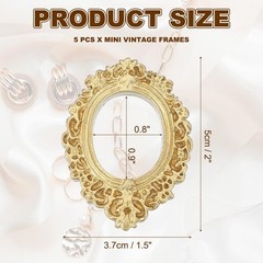uxcell 5pcs Vintage Resin Picture Frames, Mini Tiny 0.9 x 0.8 inch, Gold