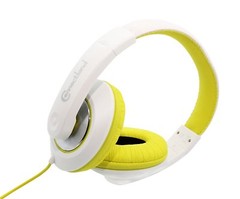 White/Yellow Stereo Headphone w/ 40mm Speaker at 20Hz – 20kHz, Over Head, On Ear