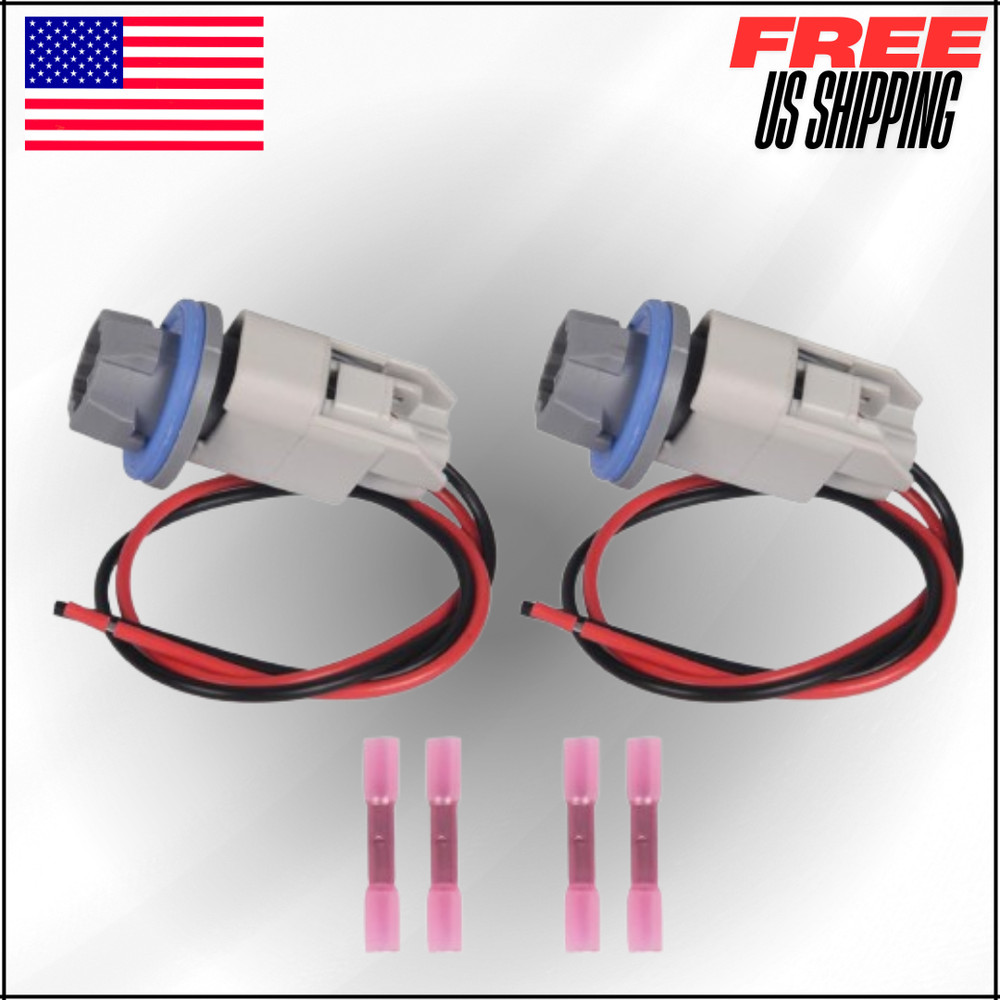 Rear License Plate Light Lamp Bulb Socket Connector Wiring Pigtail Harness 2 Set