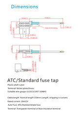 Standard ATC/ATO Blade Fuse Tap Dual Circuit Adapter 16 AWG Wire 15A Fuse 12/24V