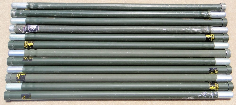 12 Each 4 Ft Used Military Ribbed Aluminum Camo Mast Stacking Poles 100% Tested