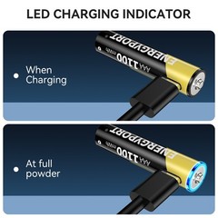 4Pcs 1.5V AAA USB Rechargeable Batteries 1.5 V 1100mWh Li-ion with USB-C Cable